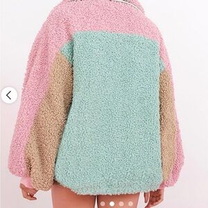 For Love And Lemons Mint and Pink Fleece Jacket